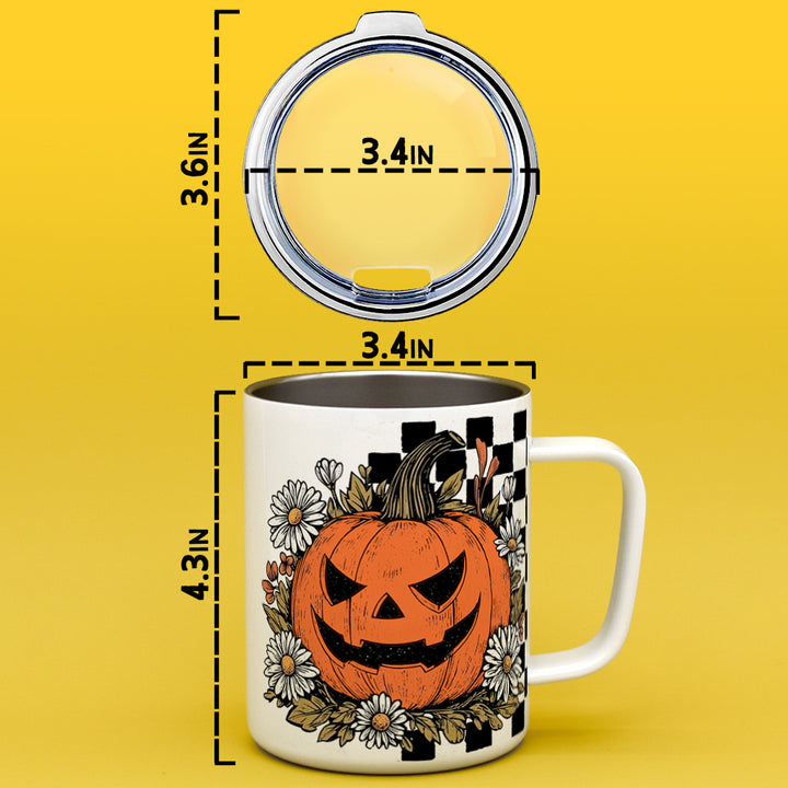 Checkered Pumpkin Insulated Travel Mug