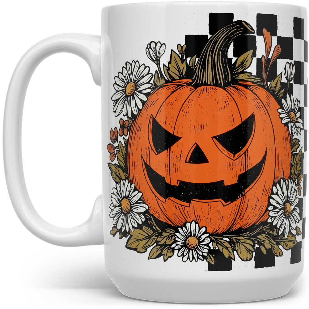 Checkered Pumpkin Mug