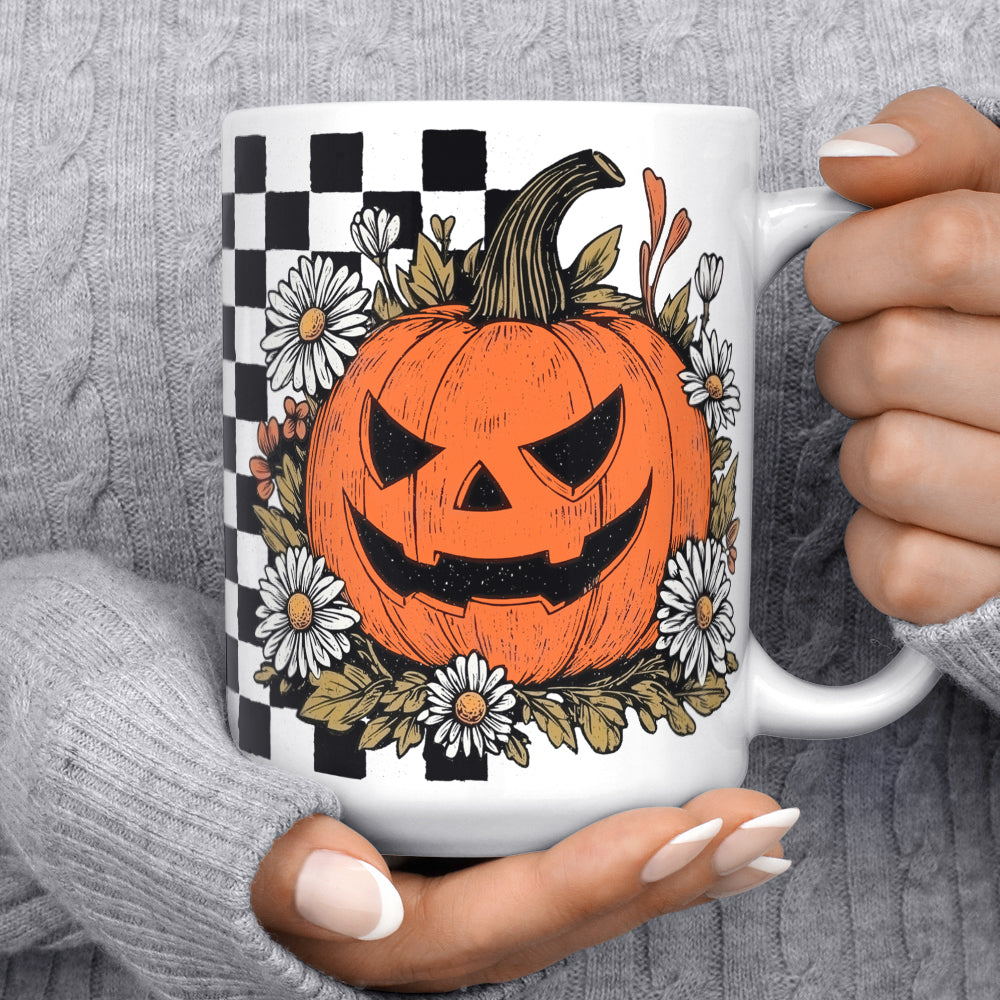 Checkered Pumpkin Mug