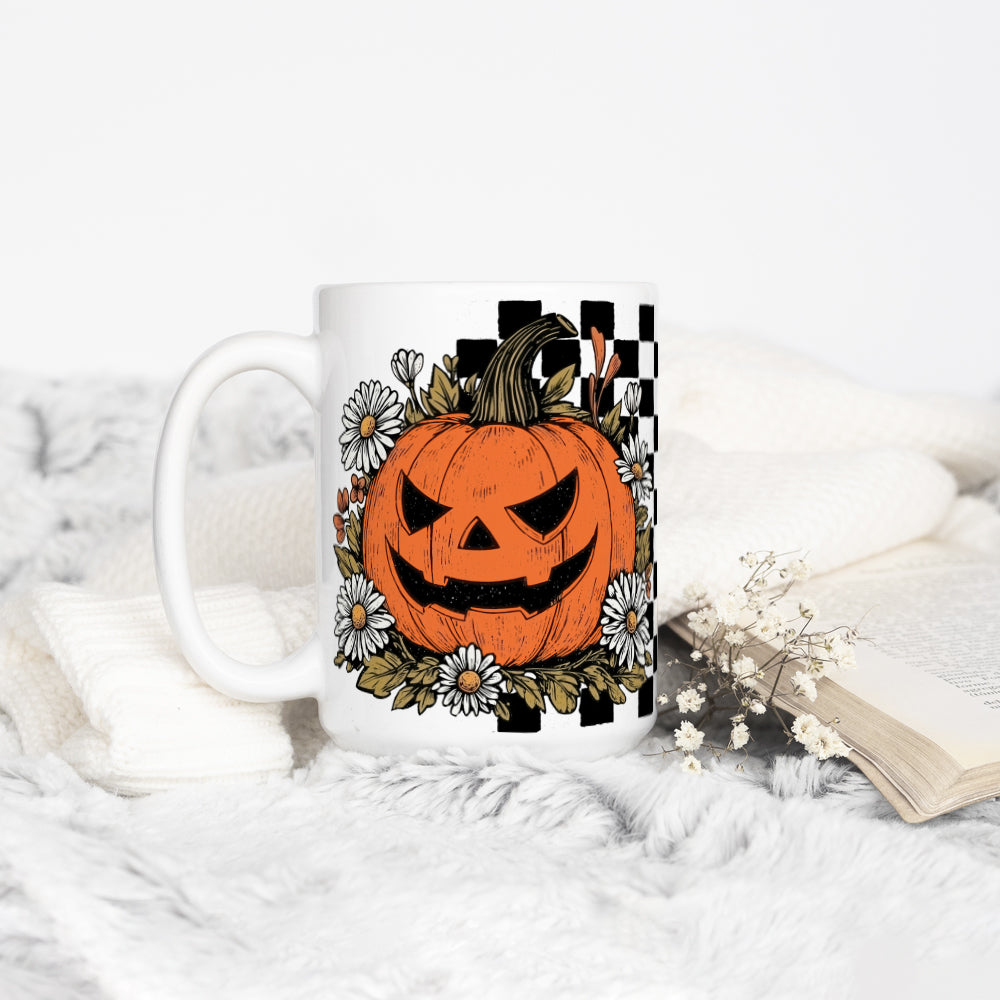 Checkered Pumpkin Mug
