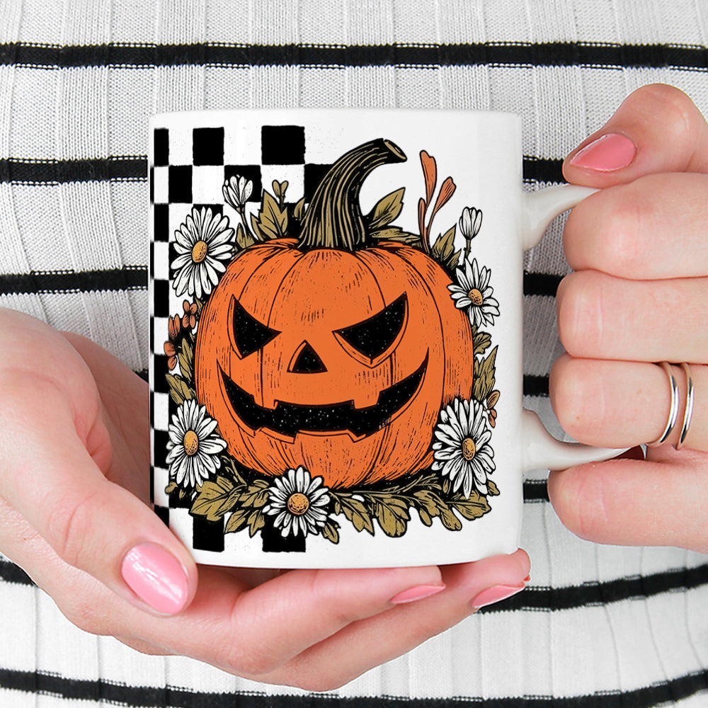 Checkered Pumpkin Mug