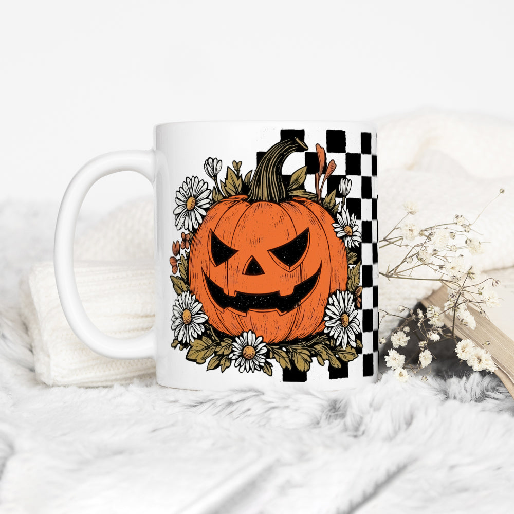 Checkered Pumpkin Mug