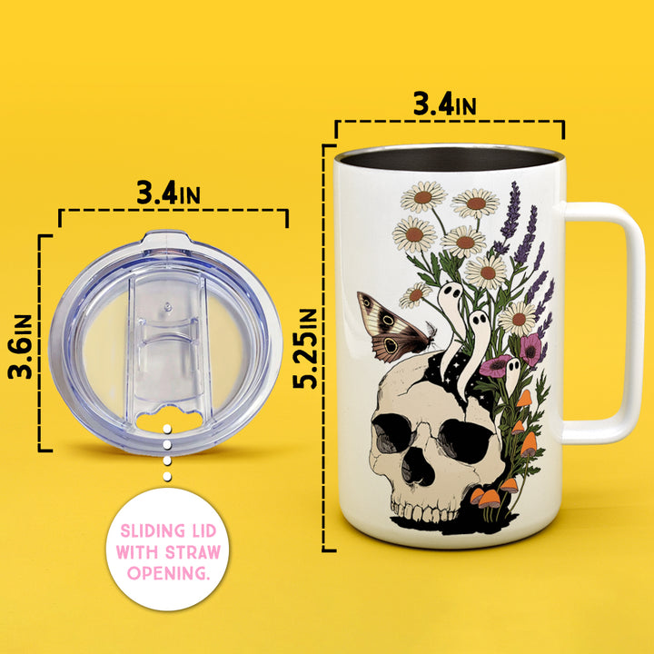 Floral Skull Insulated Travel Mug