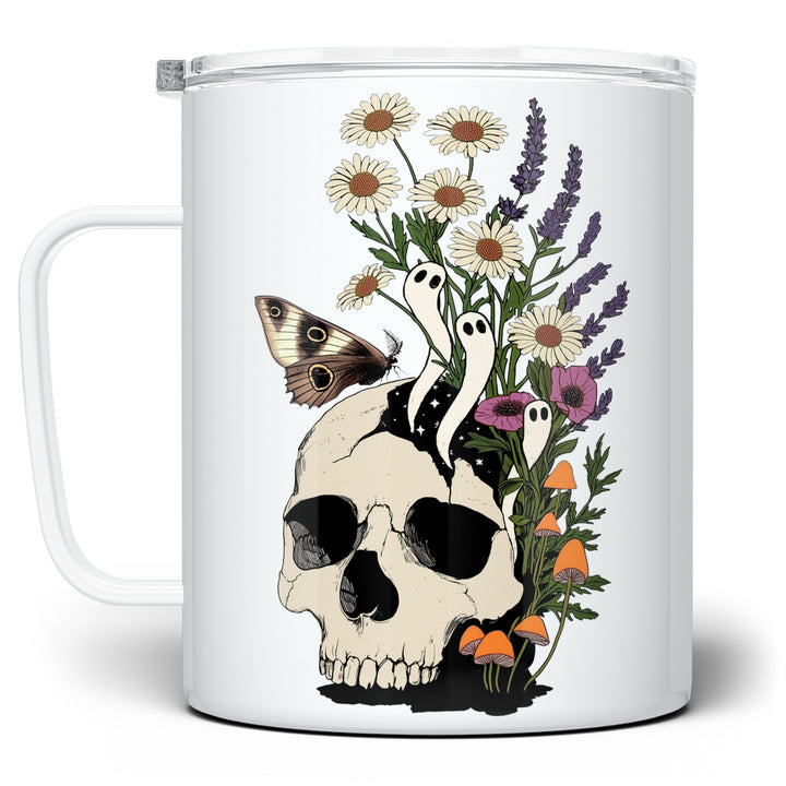 Floral Skull Insulated Travel Mug