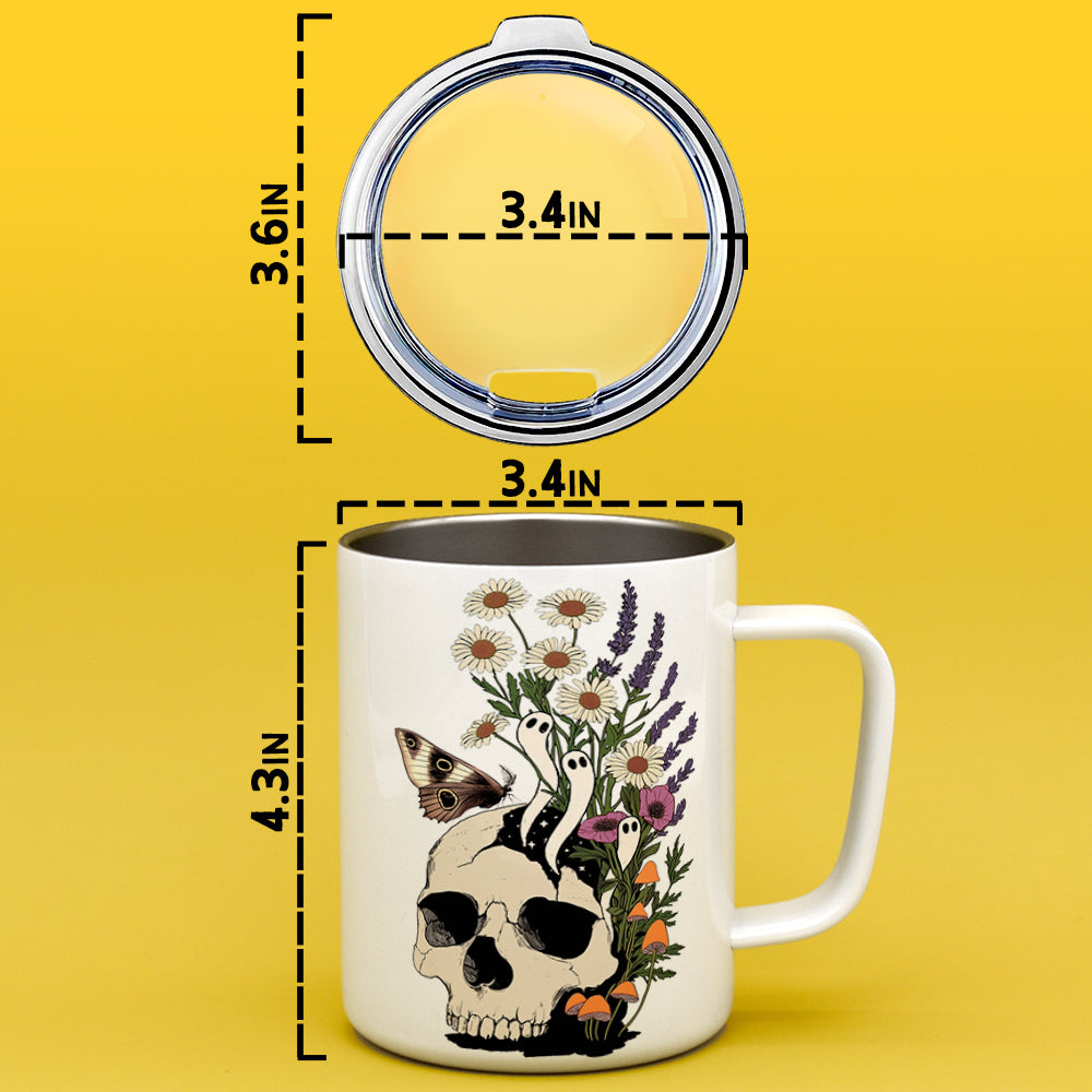 Floral Skull Insulated Travel Mug
