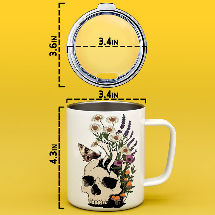 Floral Skull Insulated Travel Mug