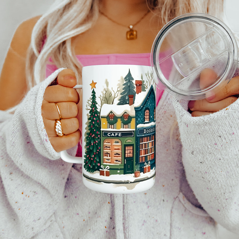 Holiday Storefront Shops Insulated Travel Mug