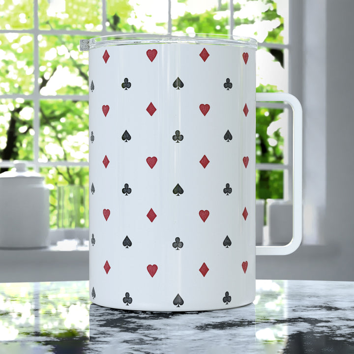 Playing Card Suit Pattern Insulated Travel Mug
