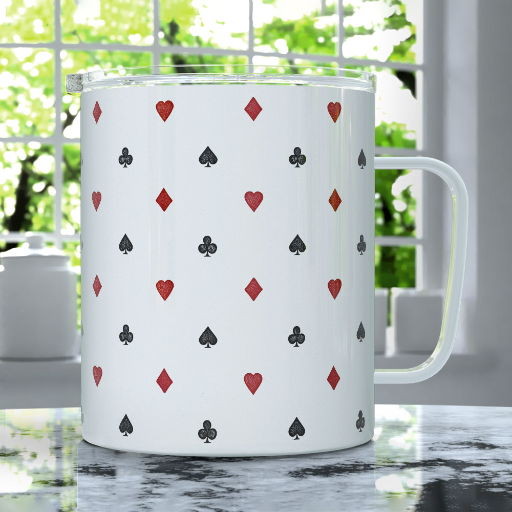 Playing Card Suit Pattern Insulated Travel Mug