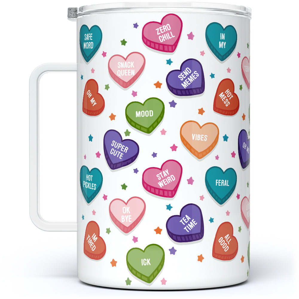 Candy Conversation Hearts Insulated Travel Mug