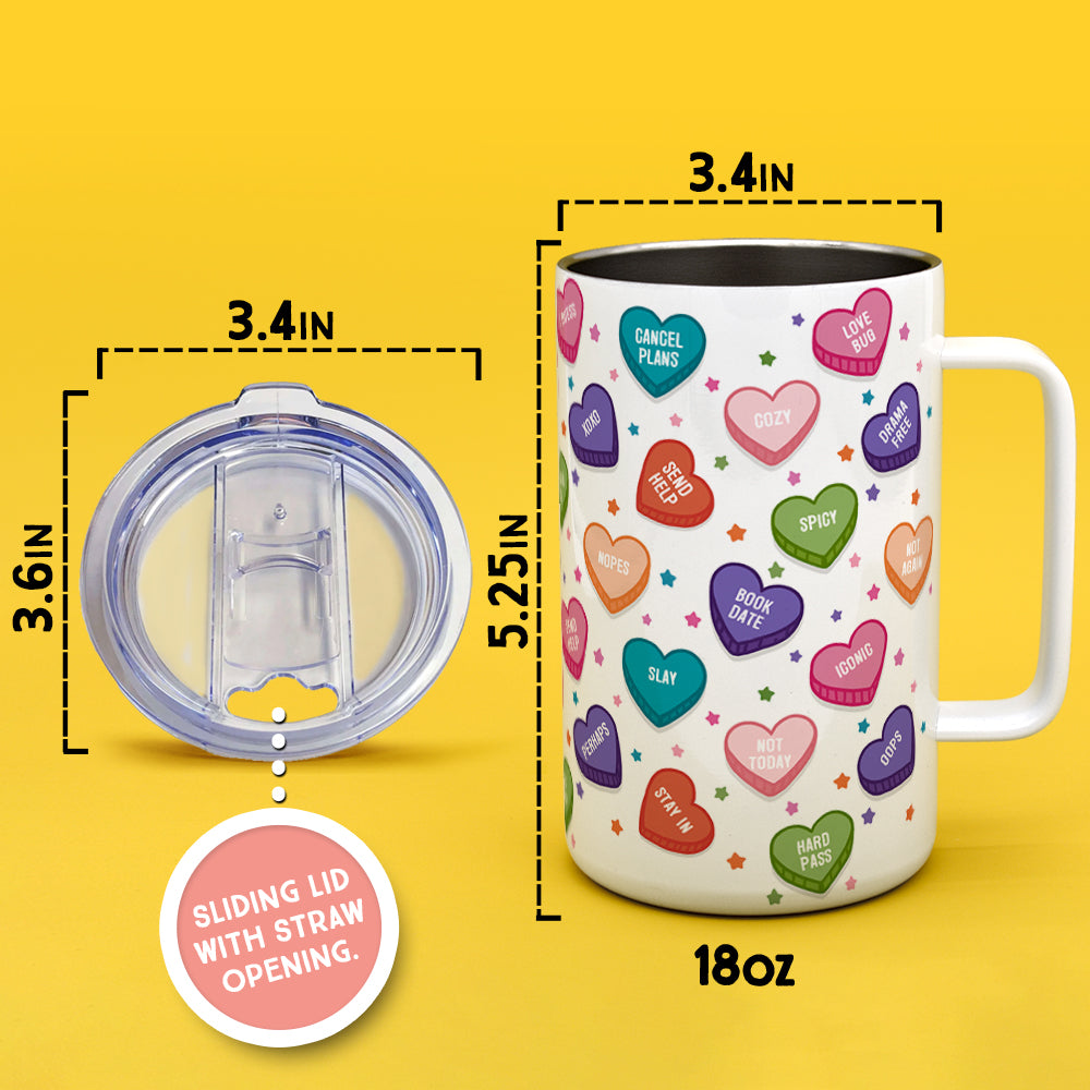 Candy Conversation Hearts Insulated Travel Mug