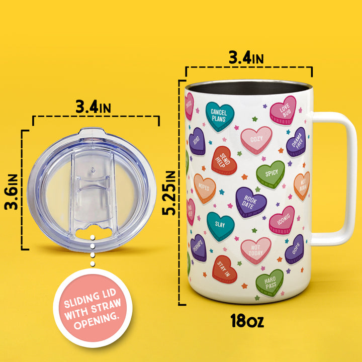 Candy Conversation Hearts Insulated Travel Mug