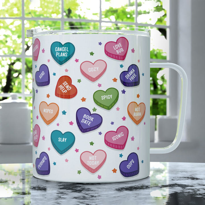 Candy Conversation Hearts Insulated Travel Mug