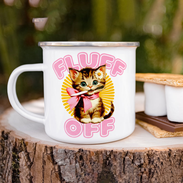 Retro Fluff Off Cat Camp Mug