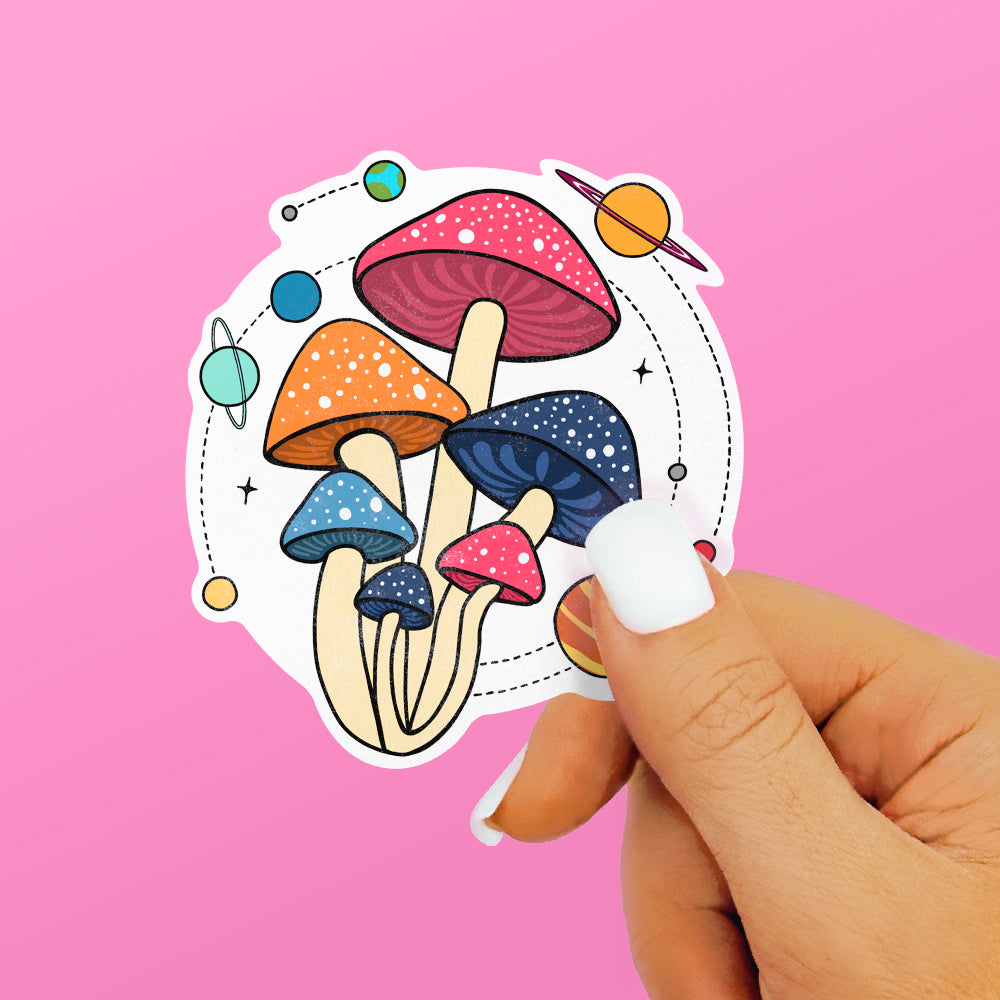 Cosmic Space Mushrooms Sticker