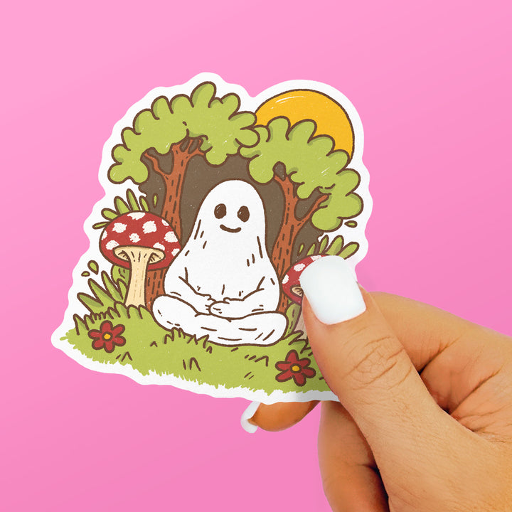 Meditating Ghost Sticker