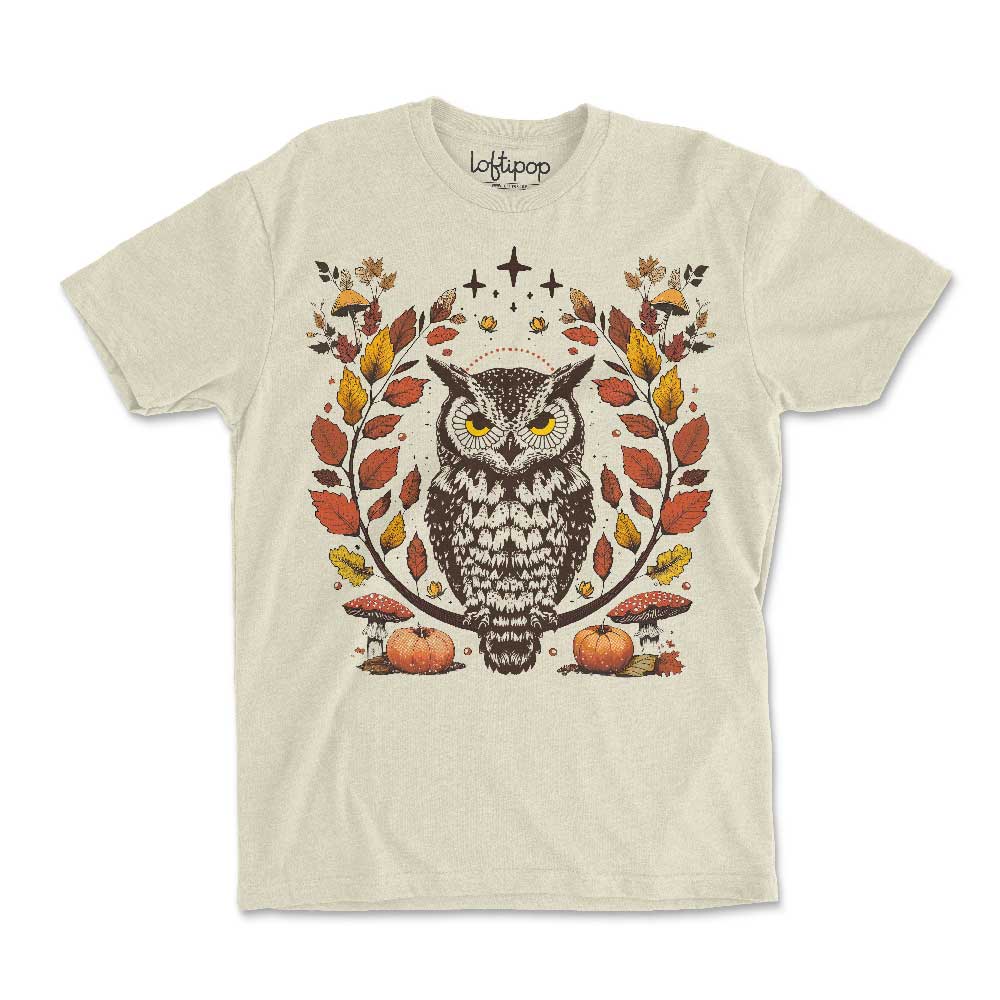 Autumn Owl Crewneck T-Shirt - Loftipop
