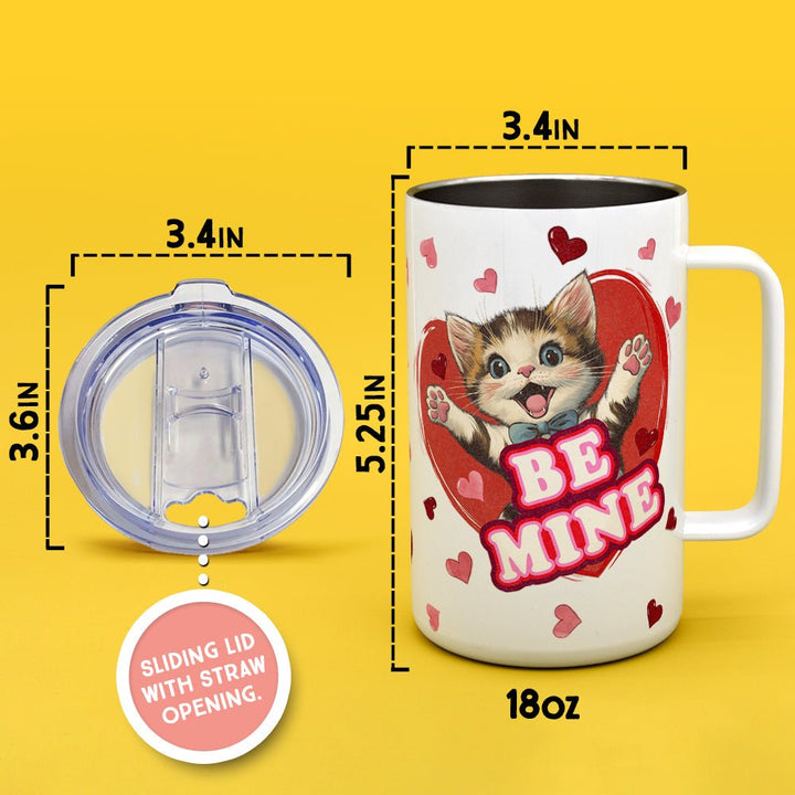Be Mine Cat Insulated Travel Mug - Loftipop