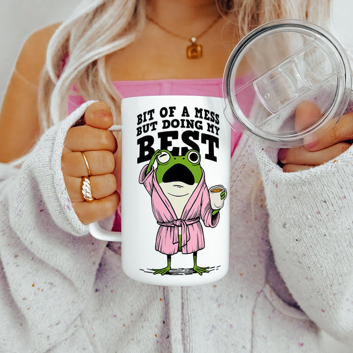 Bit of a Mess But Doing My Best Frog Insulated Travel Mug - Loftipop
