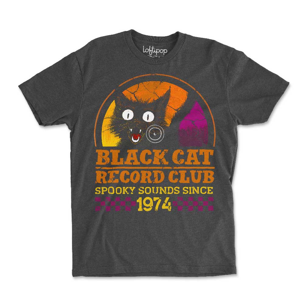 Black Cat Record Club Crewneck Tshirt - Loftipop