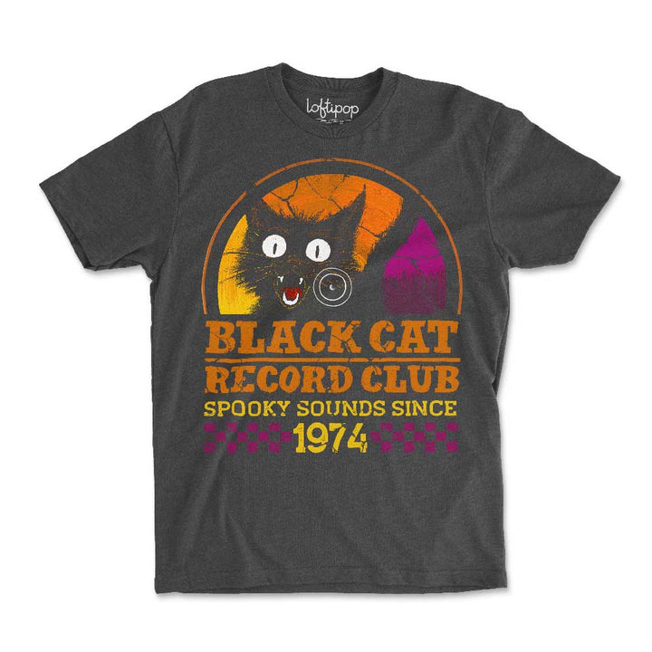 Black Cat Record Club Crewneck Tshirt - Loftipop