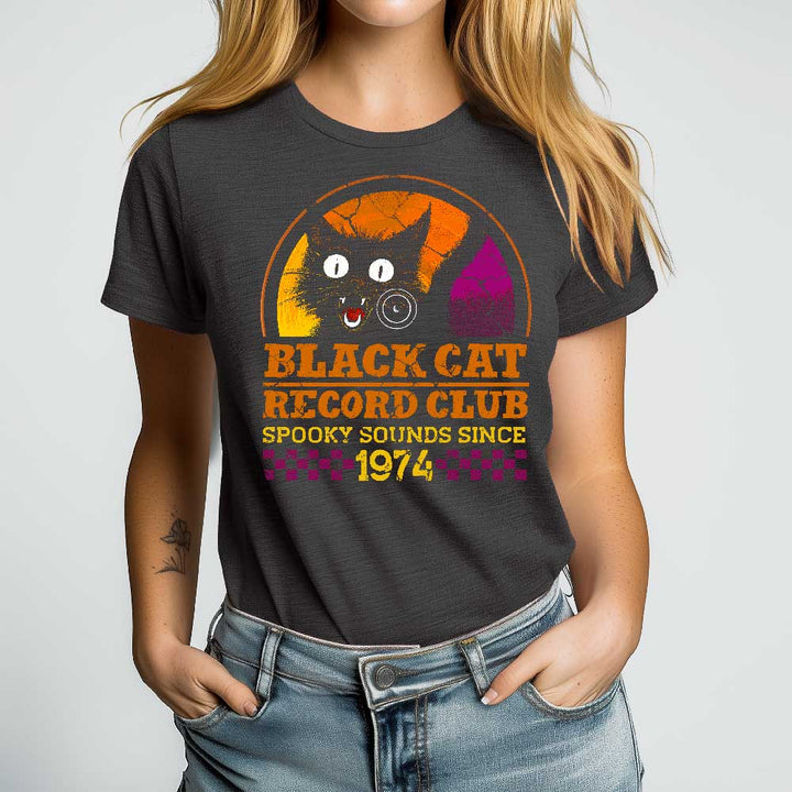 Black Cat Record Club Crewneck Tshirt - Loftipop
