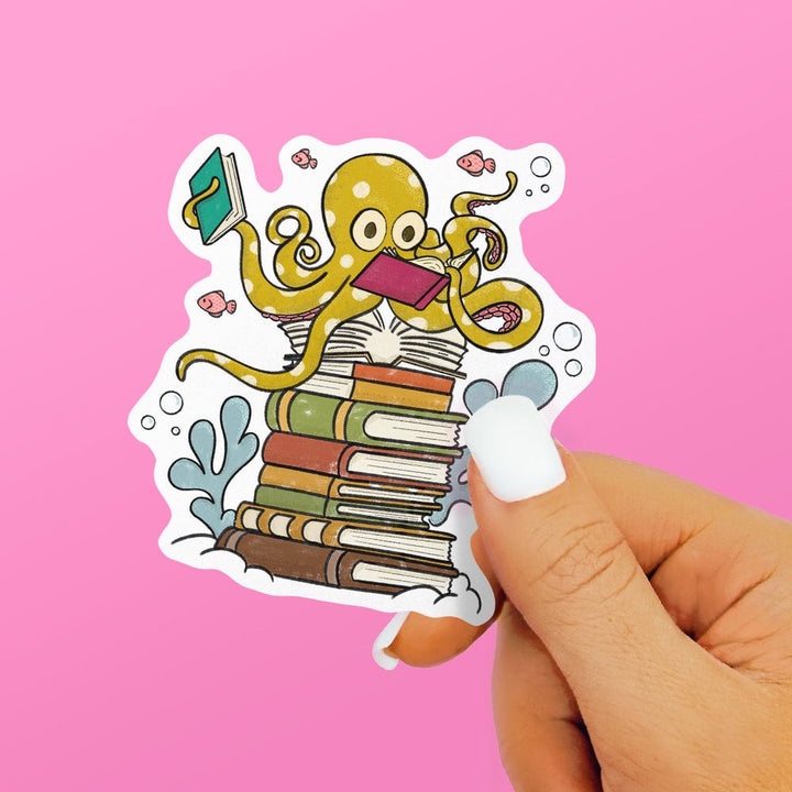 Bookish Reading Octopus Sticker - Loftipop