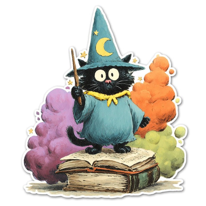 Bookish Wizard Cat Sticker - Loftipop