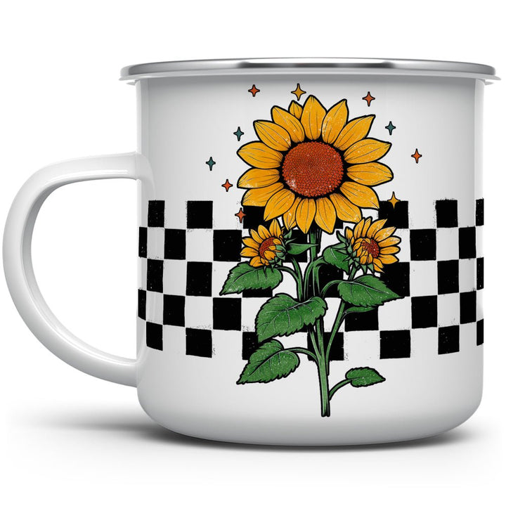 Checkered Sunflower Camp Mug - Loftipop