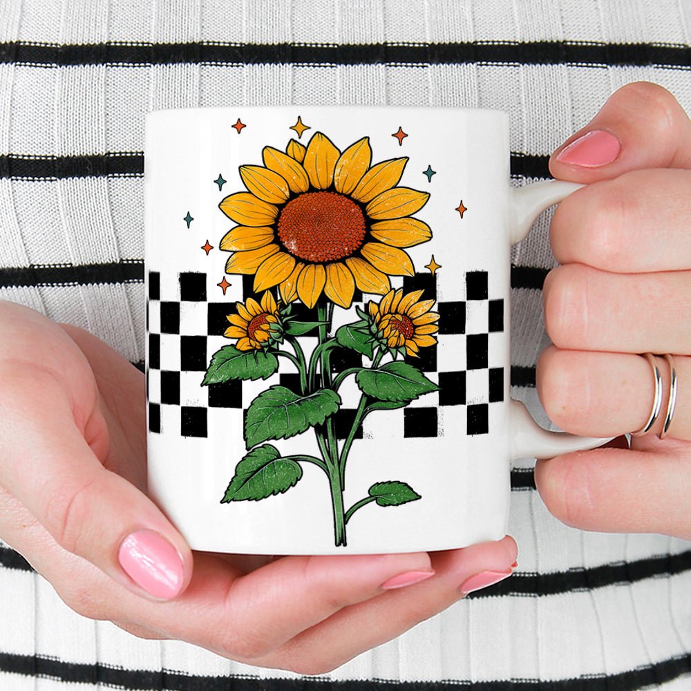 Checkered Sunflower Mug - Loftipop