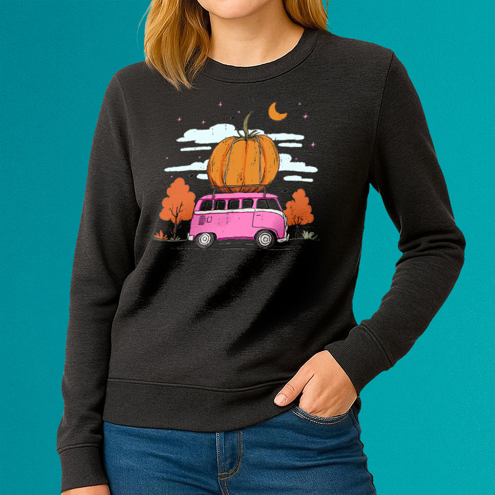 Fall Pumpkin Bus Crewneck Sweatshirt