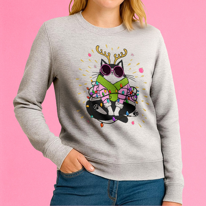 Groovy Holiday Cat Crewneck Sweatshirt