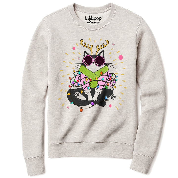 Groovy Holiday Cat Crewneck Sweatshirt