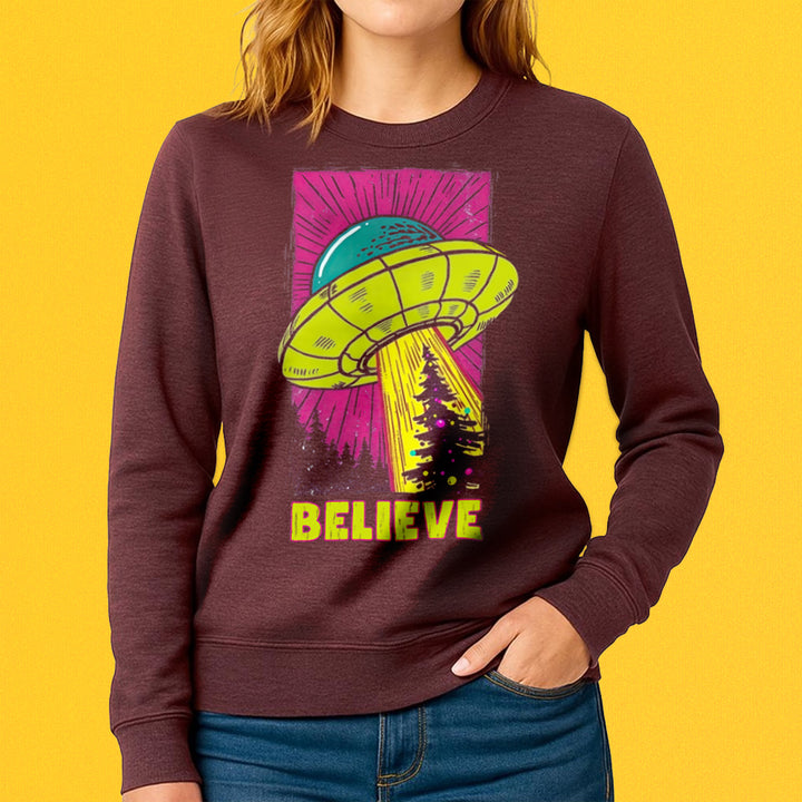 UFO Christmas Believe Crewneck Sweatshirt