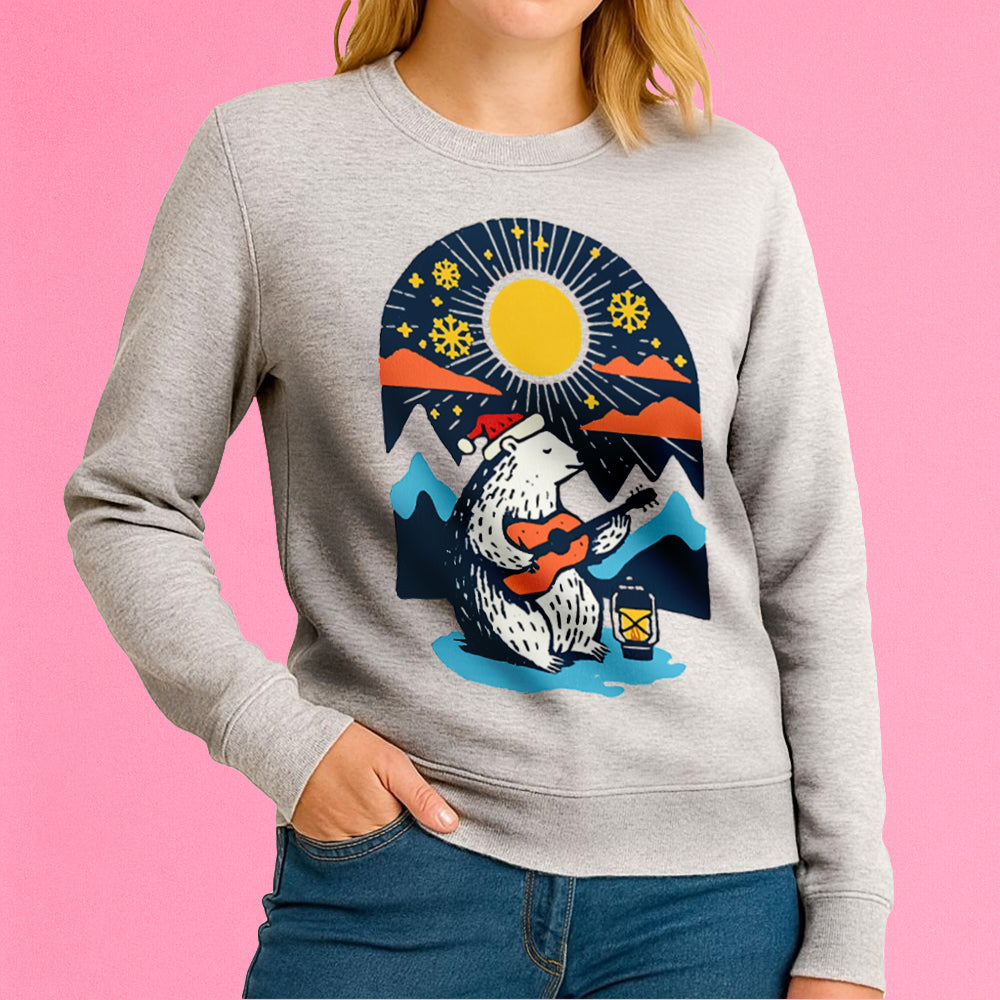 Retro Polar Bear Crewneck Sweatshirt