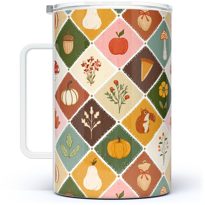 Fall Patchwork Insulated Travel Mug - Loftipop