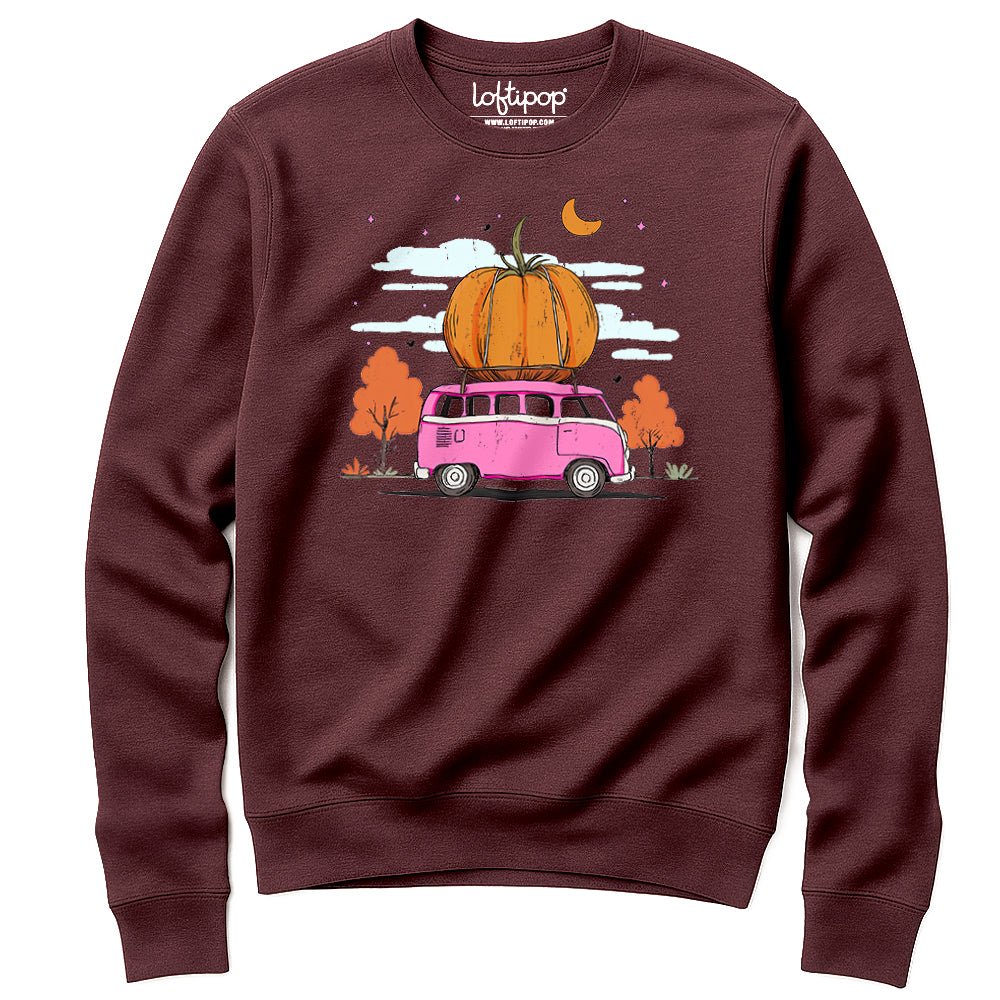 Fall Pumpkin Bus Crewneck Sweatshirt - Loftipop