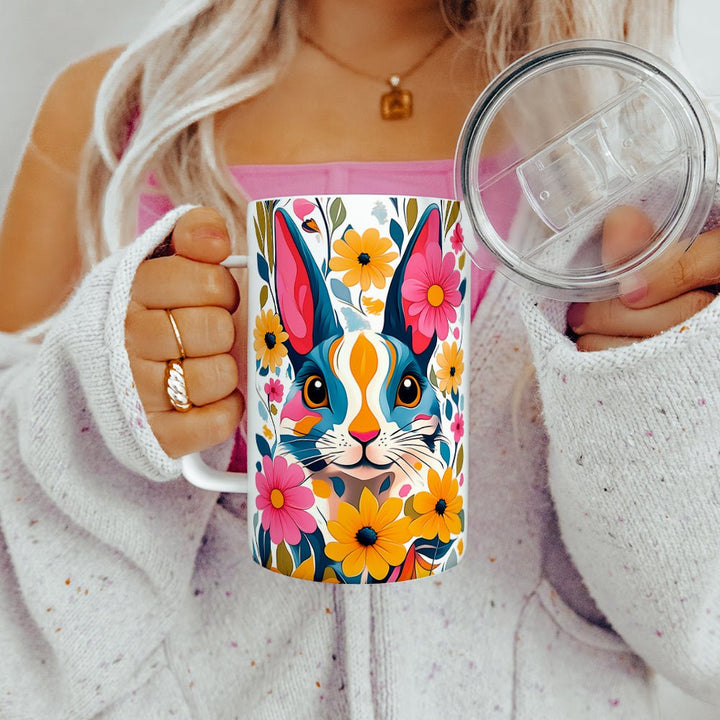 Floral Bunny Insulated Travel Mug - Loftipop