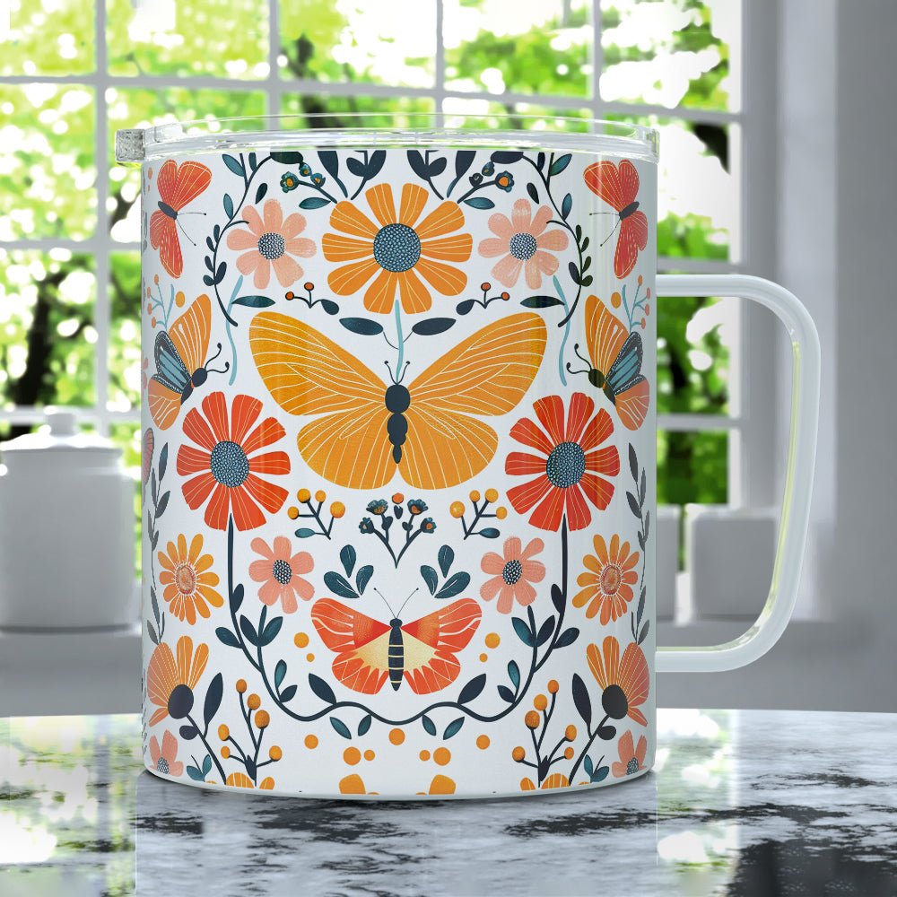 Floral Butterfly Insulated Travel Mug - Loftipop