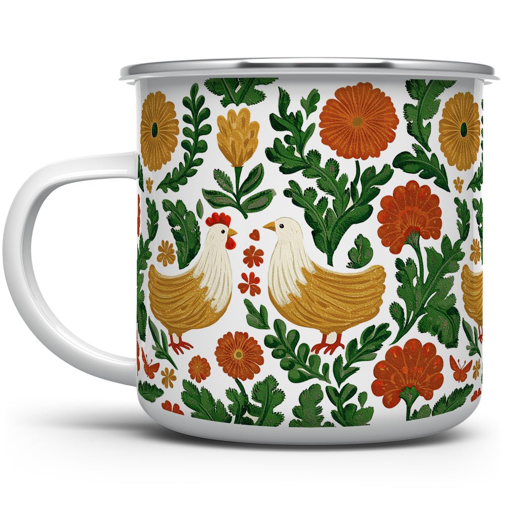 Floral Chicken Camp Mug - Loftipop