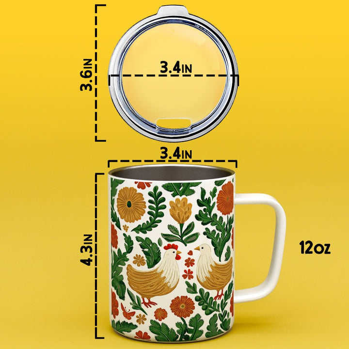 Floral Chicken Insulated Travel Mug - Loftipop