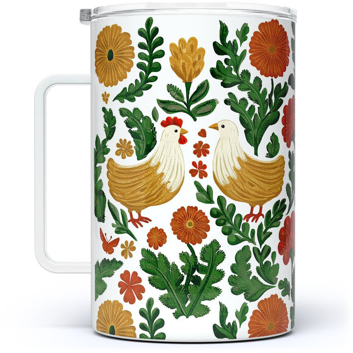 Floral Chicken Insulated Travel Mug - Loftipop