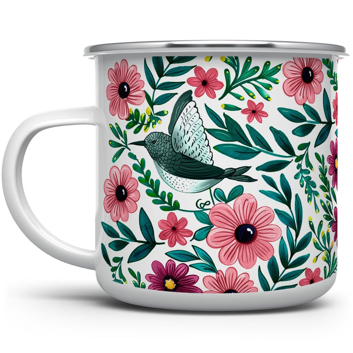 Floral Hummingbird Camp Mug - Loftipop