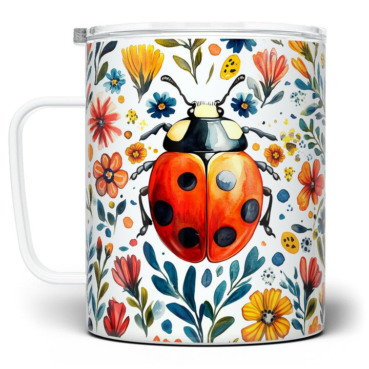 Floral Ladybug Insulated Travel Mug - Loftipop