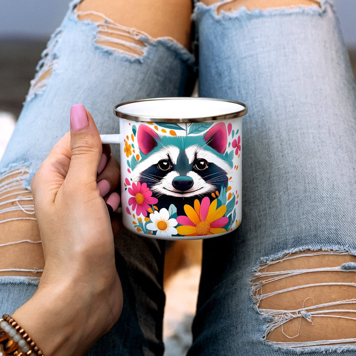 Floral Raccoon Camp Mug - Loftipop