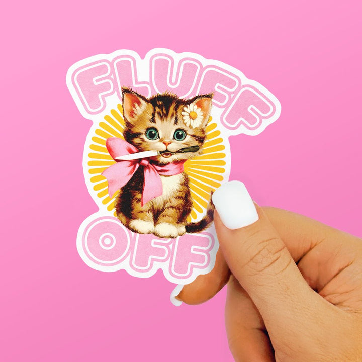 Fluff Off Cat Sticker - Loftipop