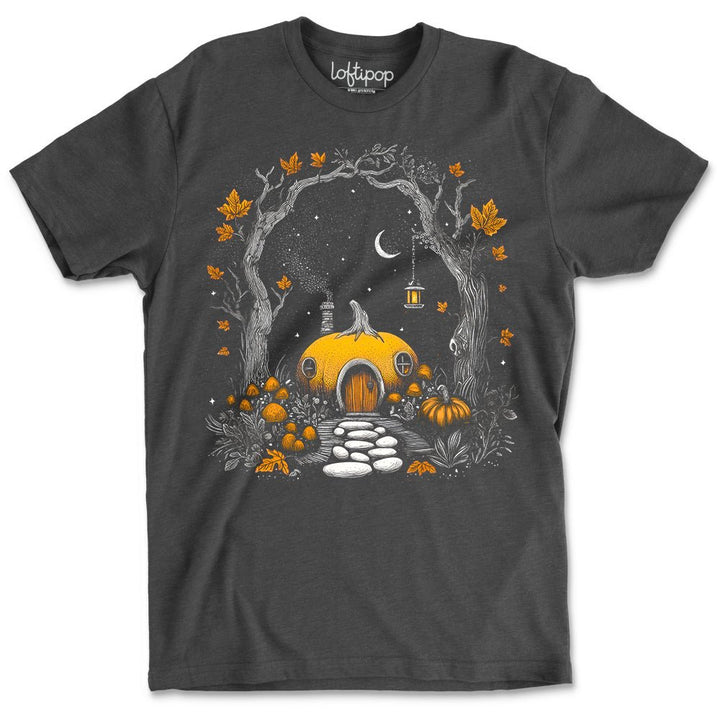 Forest Pumpkin House Crewneck T-Shirt - Loftipop