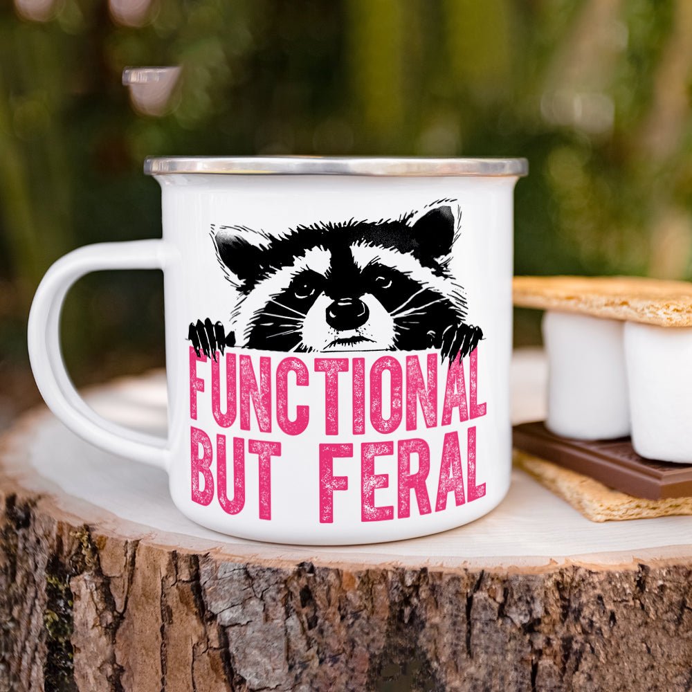 Functional But Feral Raccoon Camp Mug - Loftipop
