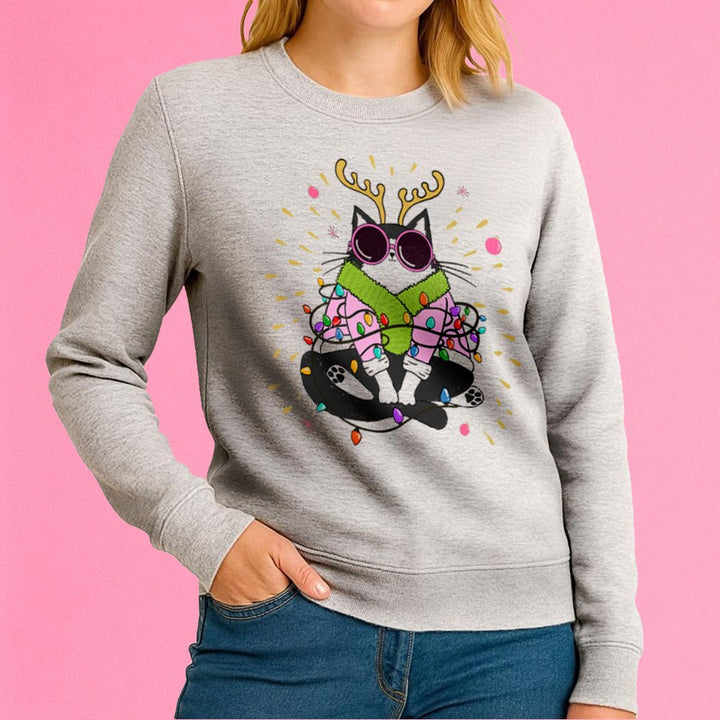 Groovy Holiday Cat Crewneck Sweatshirt - Loftipop