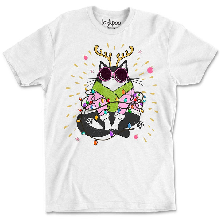 Groovy Holiday Cat Crewneck T-Shirt - Loftipop